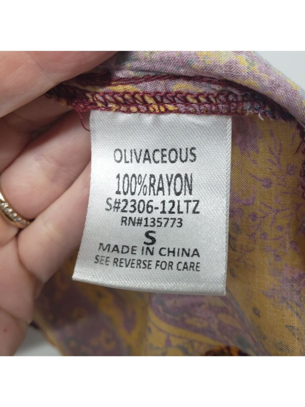 Oliveaceous Yellow Purple Long Sleeve Top Floral Paisley Cottage Core Boho Fall - Picture 7 of 11